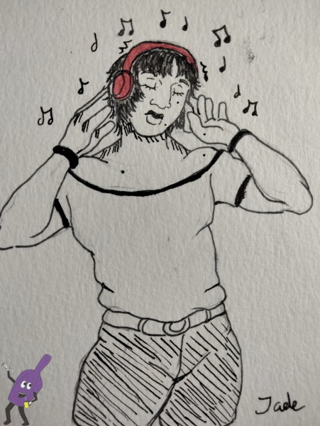 A person enjoying moody music